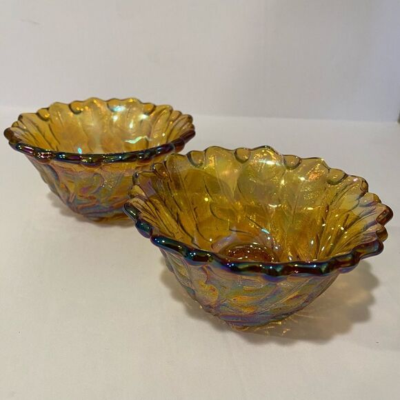 Unknown Other - Vintage Pair of Indiana Glass-Marigold Carnival Candlestick Holders (1970s)